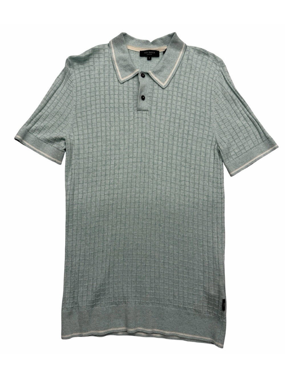 Ted Baker Men's Pitfield Knit Polo Shirt Linen Blend Sage Green Size 3 | M
